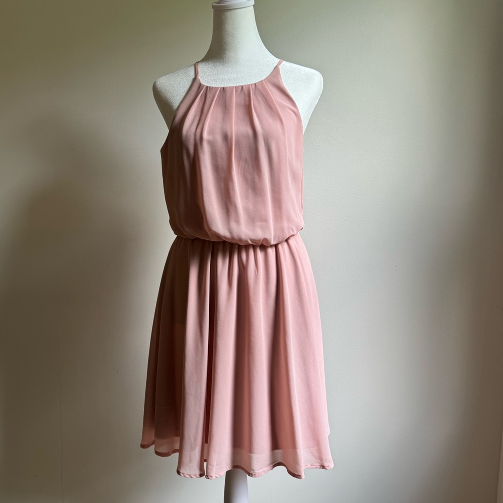 Francesca’s Miami‎ Chiffon Dusty Rose Dress Size Small - Picture 3 of 8